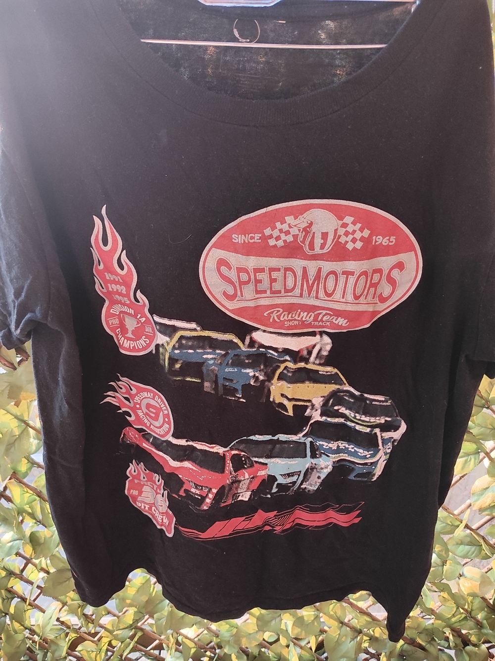 Vintage Black 'Speed Motors' Racing Graphic Tee